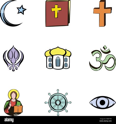 Religion Culture Icons Set Cartoon Style Stock Vector Art