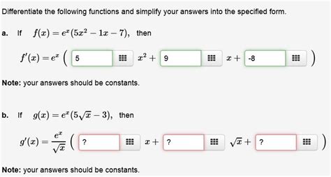 Solved Differentiate The Following Functions And Simplify