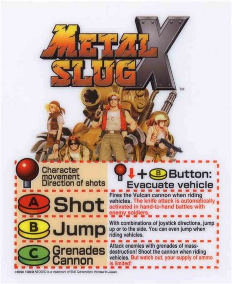 Metal Slug X Arcade Marquee 444″ X 544″ Arcade Marquee Dot Com