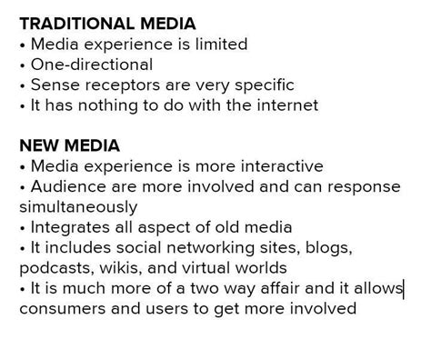 Activity Traditional Media Vs New Media The Table Shows The