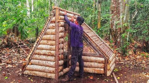 Solo Camping Hujan Deras Membangun Shelter Dan Mandi Di Air Terjun Di