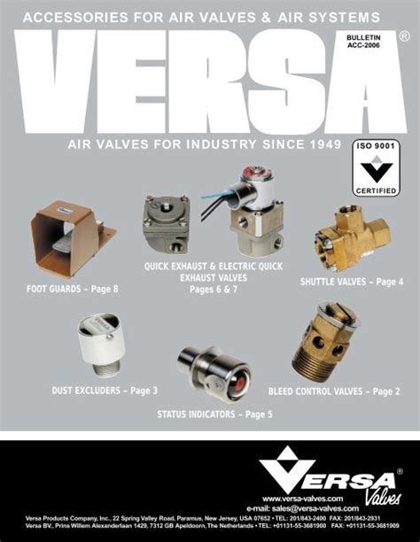 ACCESSORIES FOR AIR VALVES & AIR SYSTEMS - Versa Valves