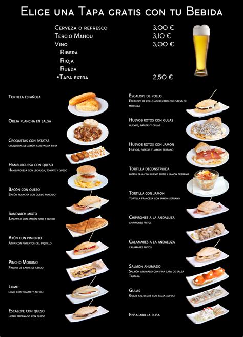 Carta Tapas Restaurante Wells