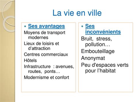 Les Avantage Et Les Inconvénients De La Ville 2 Acapros fr