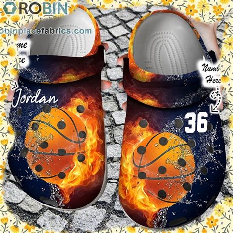 Custom Crocs Personalized Fire And Water Basketball Clog Shoes