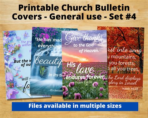 Printable Church Bulletin Covers General Use Set 4 Multiple Sizes ...