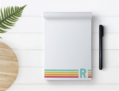 Personalized Retro Rainbow Notepad S Rainbow Initial Memo Etsy