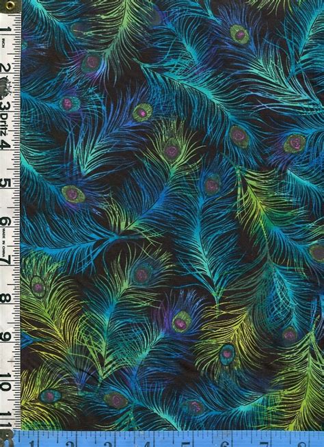 RARE Fabric Timeless HYDE PARK Peacock Feathers Elegant Etsy