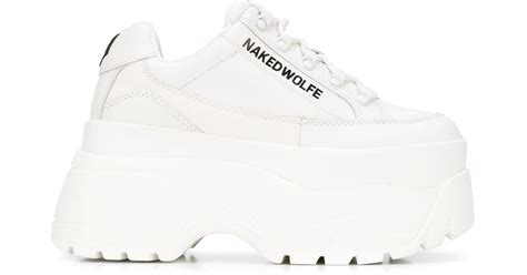 Naked Wolfe Rubber Ridged Sole Platform Sneakers In White Lyst