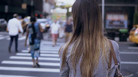 Stylish Woman Walking In Downtown Crossing Stock Footage Sbv 318807893 Storyblocks