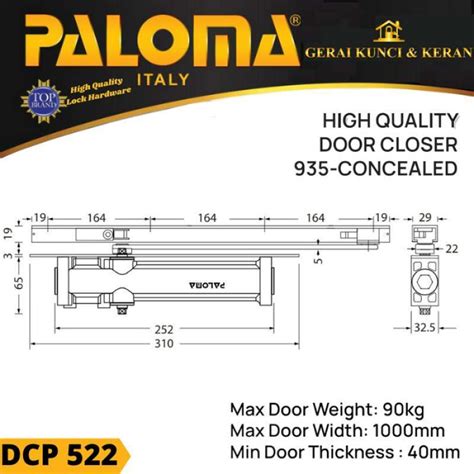 Promo Door Closer Concealed Tanam Penahan Pintu Otomatis Bk Paloma Dcp