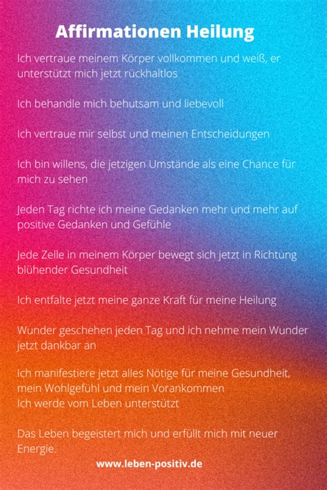 Affirmationen für bessere Gesundheit und Heilung L E B E N P O S I