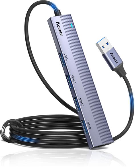 Aceele Hub USB 4 Ports avec câble étendu de 120cm 4ft Data Hub USB 3 0