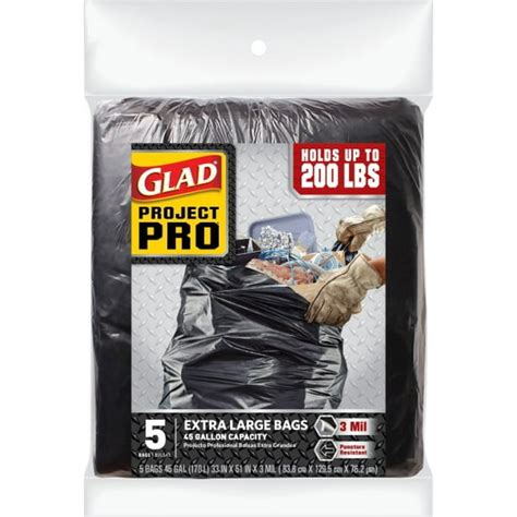 glad project pro extra large trash bags  gallon  bags walmart