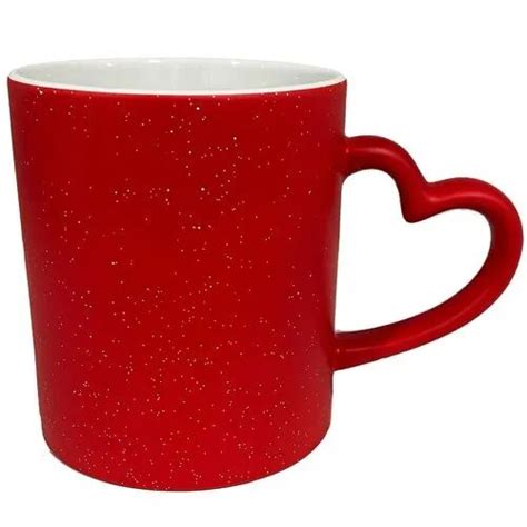 Cylinder Sparkle Heart Handle Magic Mug Pattern Plain Color Black