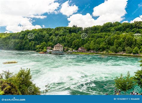 Neuhausen am Rheinfall, Switzerland - 23 July 2019. Waterfall on the ...