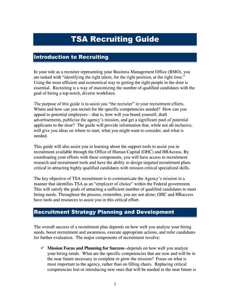 Fillable Online TSA Recruiting Guide Fax Email Print PdfFiller