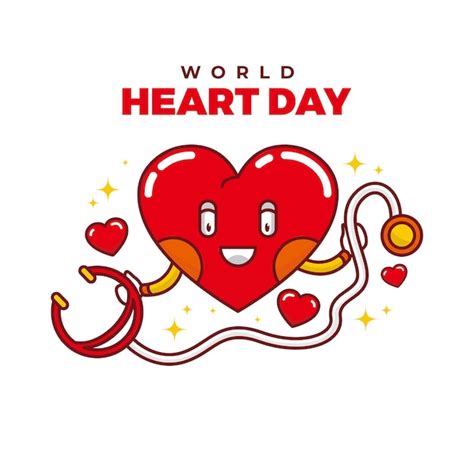 Premium Vector World Heart Day With Red Heart Vector