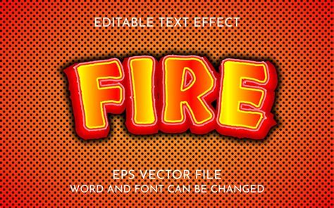 Diseño de efectos de texto editables de fuego Vector Premium