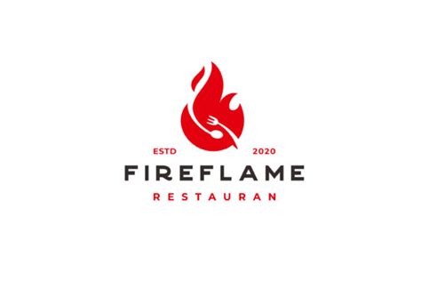 Fire Flame Spoon Fork Restaurant Logo Gráfico Por Weasley99 · Creative Fabrica