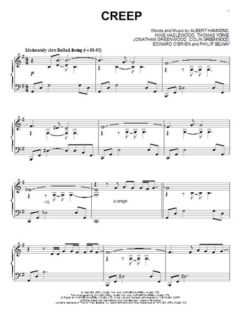 Creep By Radiohead Sheet Music For Piano Solo At Sheet Music Direct