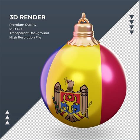 Premium Psd D Christmas Ball Moldova Flag Rendering Right View