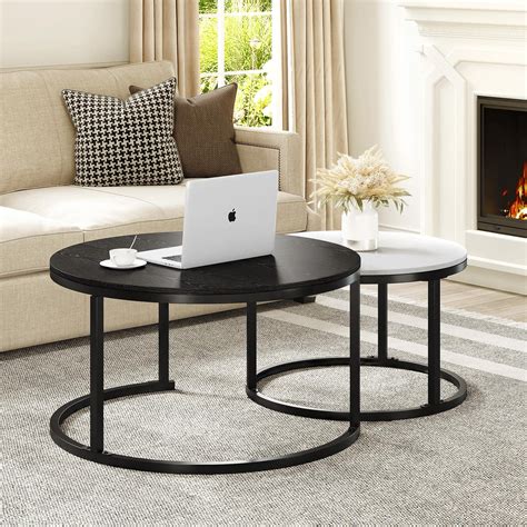 Modern Nesting Coffee Table Marble Look Sofa Side Nest Of Tables