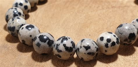 Bracelet En Pierres Naturelles De Jaspe Dalmatien Bijoux Et