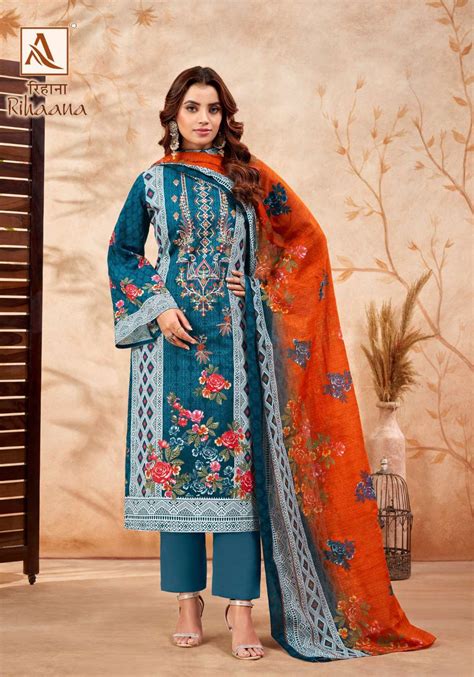 Alok Suit Rihaana Fancy Pakistani Print Cotton Suit Catalog Exporters