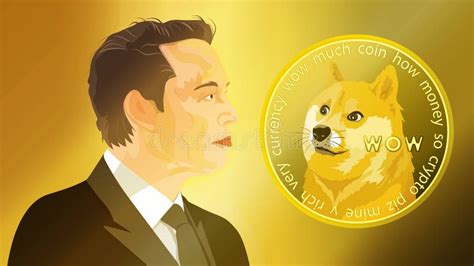 Elon Musk and Dogecoin. Profile Portrait of Elon Musk Editorial ...