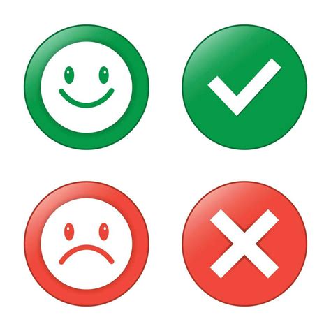 Glossy Happy And Sad Faces True And False Check Mark Tick And Cross