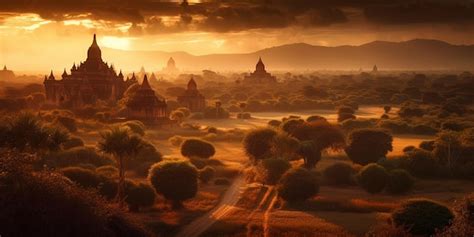 Premium Photo | Bagan myanmar sunset landscape