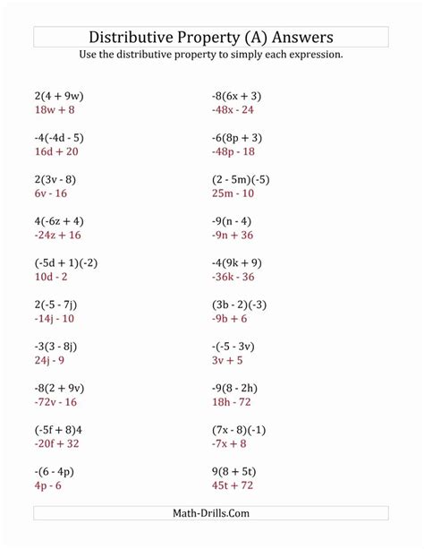 Distributive Property Of Division Worksheets