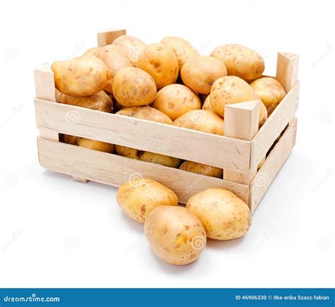 Witte Aardappels In Houten Krat Stock Foto Image Of Gezond Doos