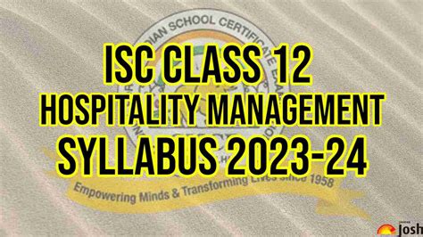 Isc Class 12 Hospitality Management Syllabus 2023 2024 Download