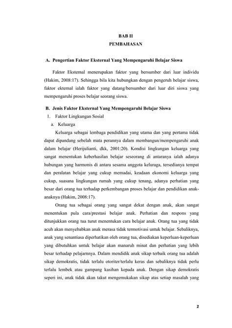 Faktor Eksternal Yang Mempengaruhi Belajar Siswa Pdf