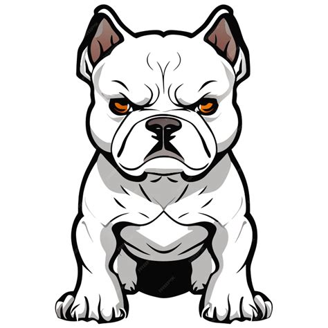 Premium Vector Bad Pitbull White Dog Full Body Vector Illustration