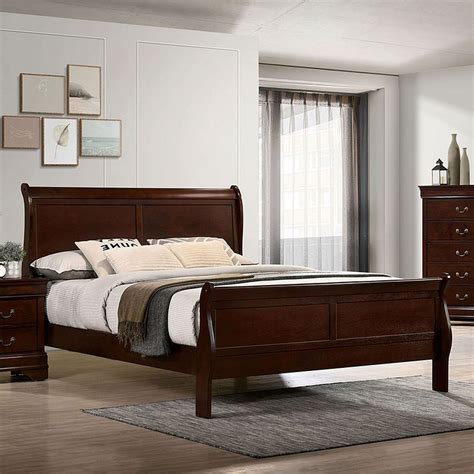 Louis Philippe Sleigh Bedroom Set Cherry By Furniture Of America