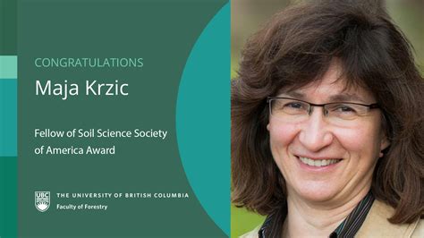 Maja Krzic Receives Fellow Of Soil Science Society Of America Award