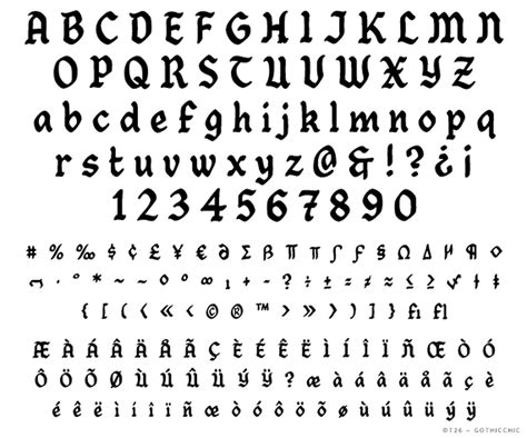 T26 Digital Type Foundry Fonts Goth Chic