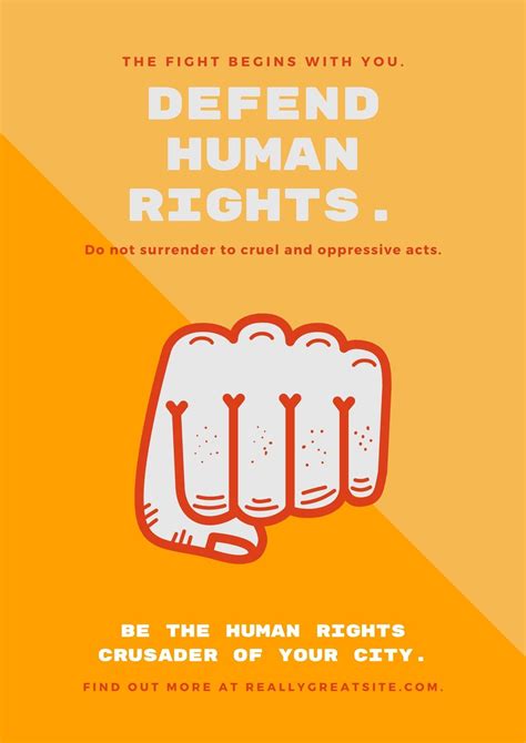 Orange Yellow Fist Human Rights Poster Templates By Canva