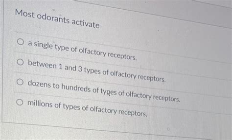 Solved Most odorants activate a single type of olfactory | Chegg.com