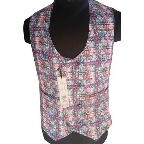 Multicolor Party Wear Mens Printed Cotton Waistcoat Size M XXL At Rs