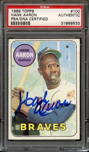 Lot Detail Topps Signed Hank Aaron Psa Dna Auto Authentic