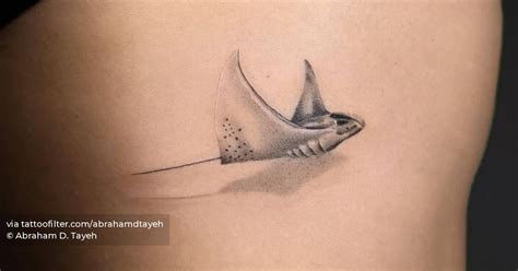 Micro Realistic Manta Ray Tattoo Located On The Rib