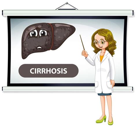 Free Vector A Doctor Cartoon Character Explaining Cirrhosis Liver