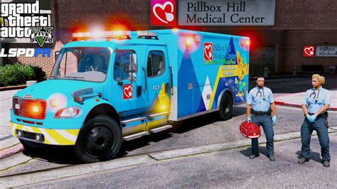 Gta 5 Paramedic Mod Pillbox Hill Childrens Hospital Freightliner Ems