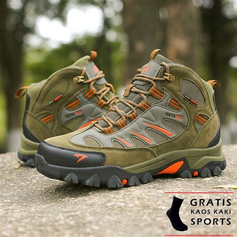 Jual Sepatu Gunung Pria SNTA Tipe 493 Warna Gren Orange Sepatu Hiking