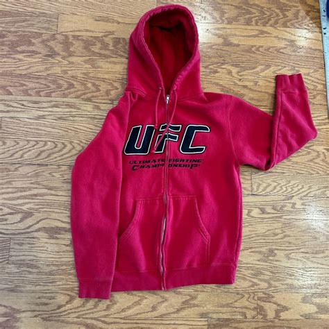 UFC RED full zip Hoodie - Depop