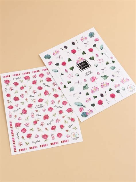 Sheets Floral Pattern Nail Art Sticker Shein Usa